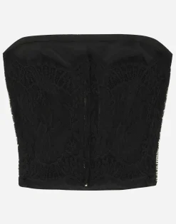 Sequined and lace strapless top
