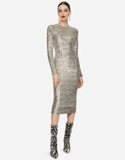 Sequined calf-length dress