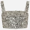Sequined crop top with straps