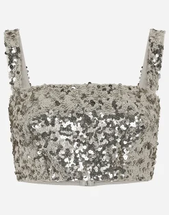 Sequined crop top with straps
