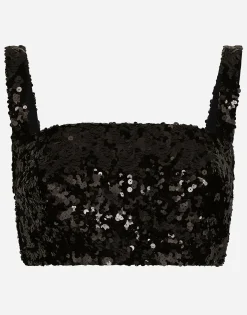 Sequined crop top with straps
