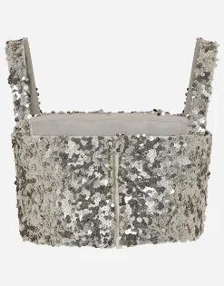 Sequined crop top with straps