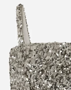 Sequined crop top with straps