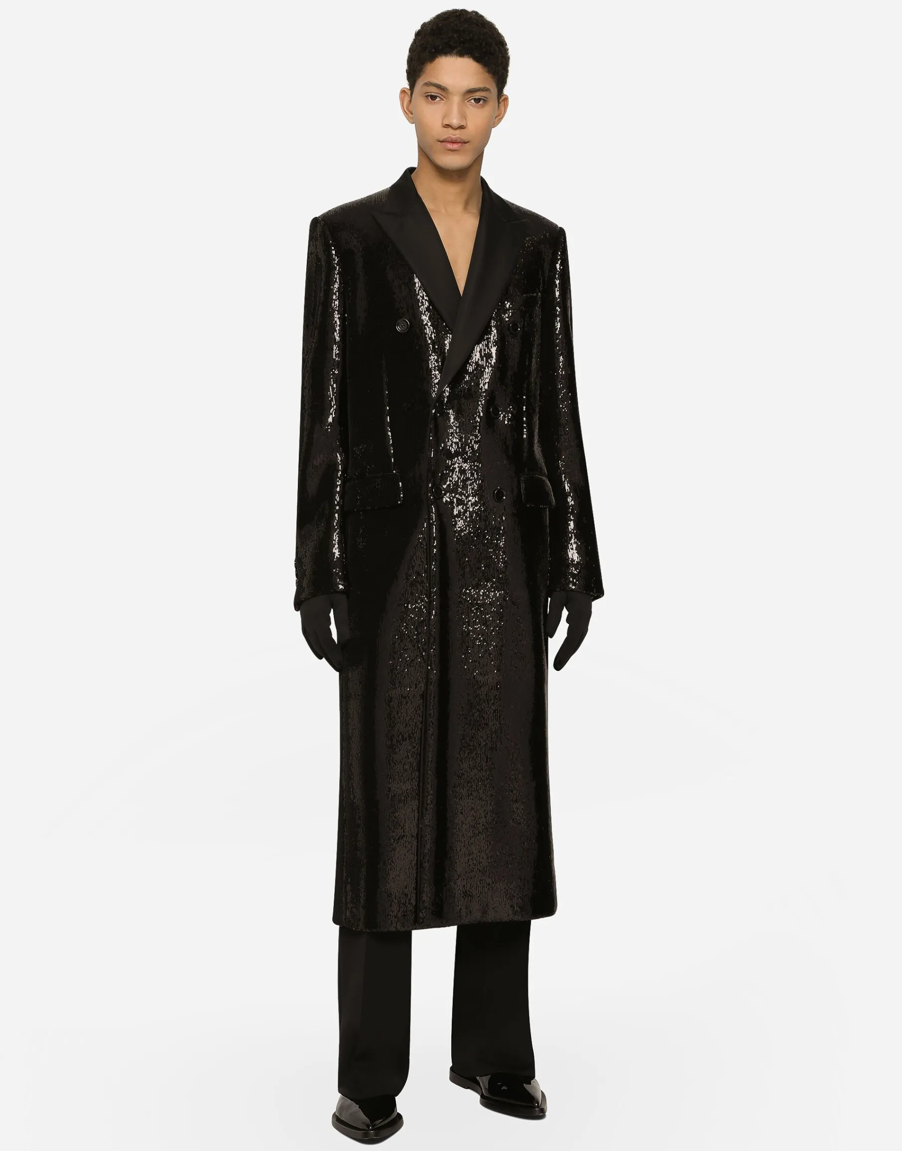 Sequined double-breasted coat