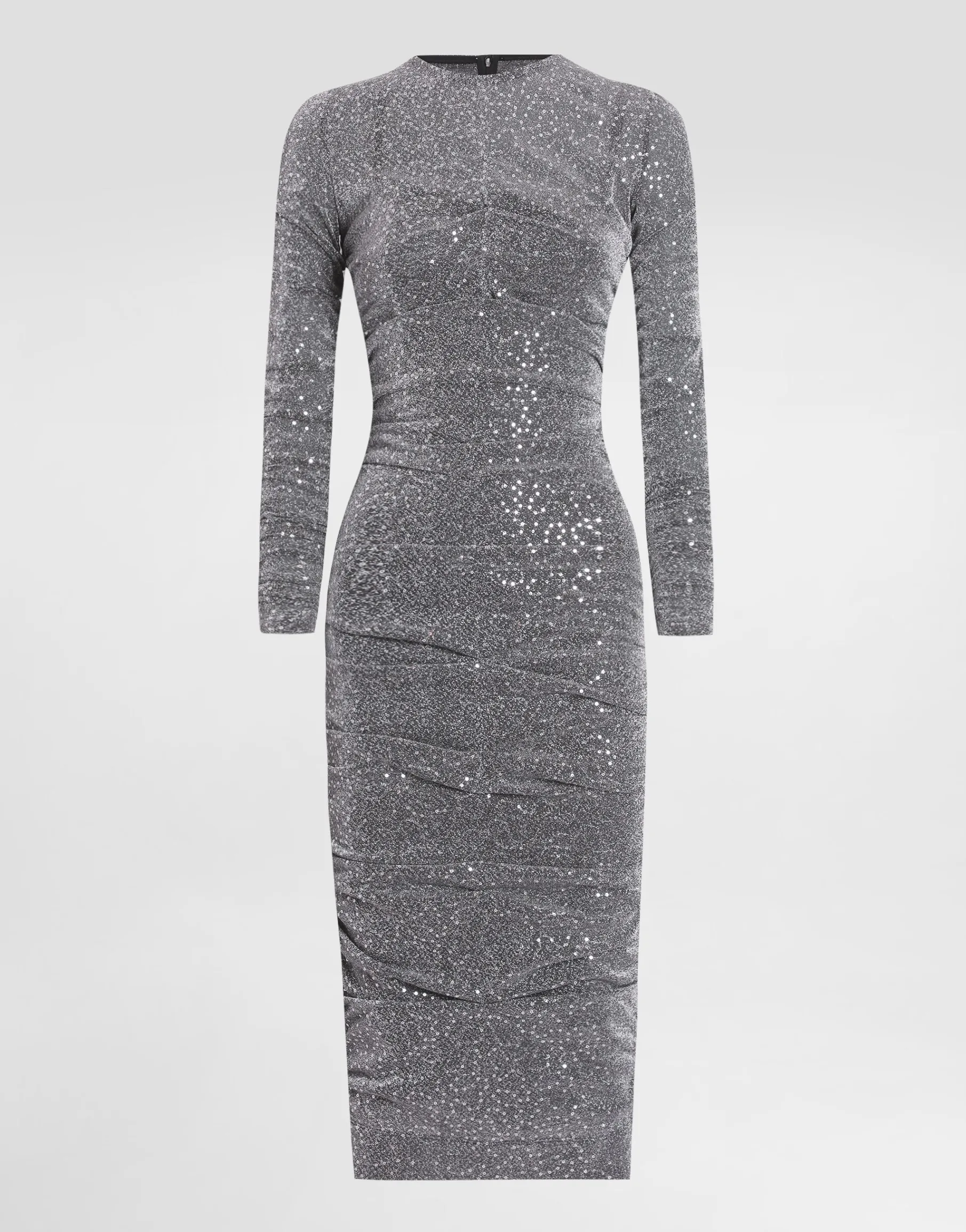 Sequined draped calf-length dress