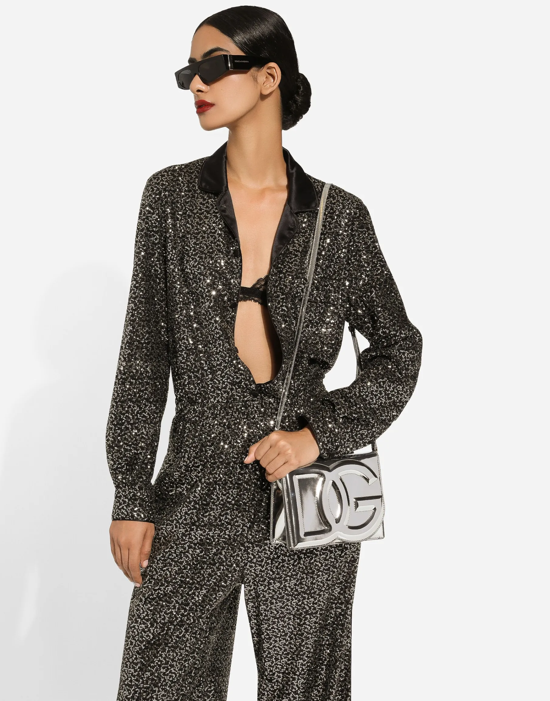 Sequined pajama pants