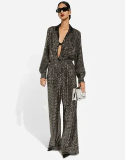 Sequined pajama pants