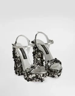 Sequined platform sandals