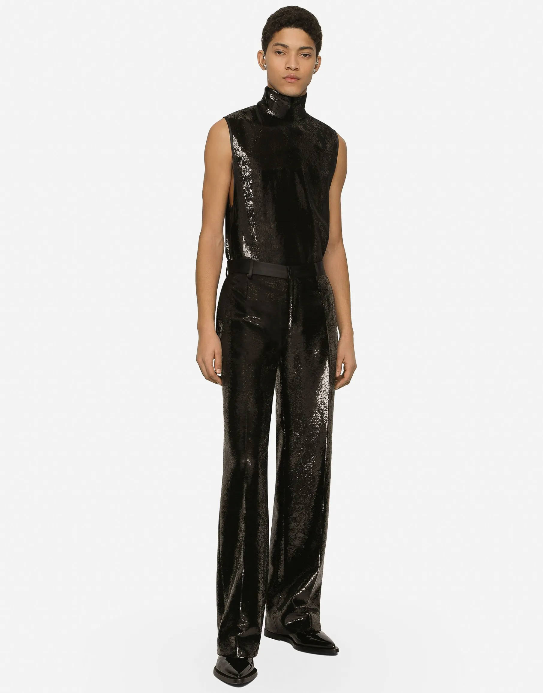 Sequined straight-leg pants