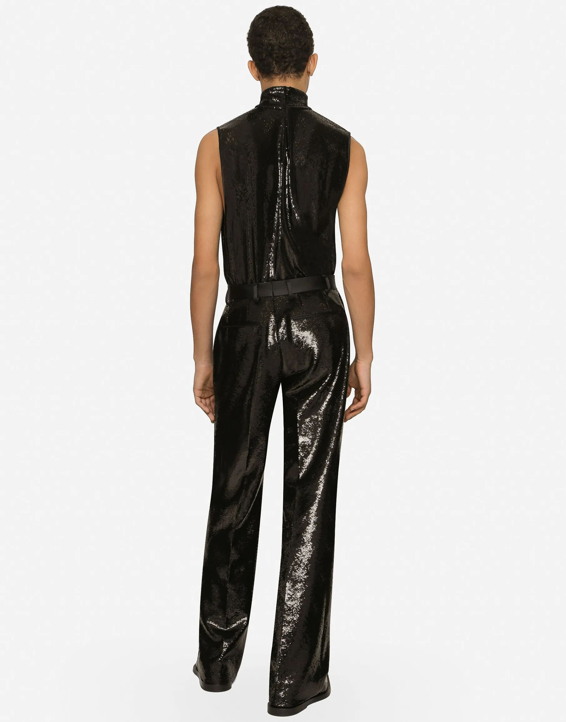 Sequined straight-leg pants