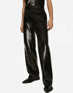 Sequined straight-leg pants