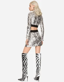 Sequined top with branded elastic