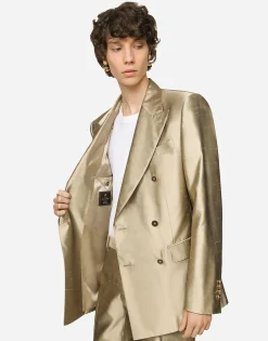 Shantung silk double-breasted Sicilia-fit suit