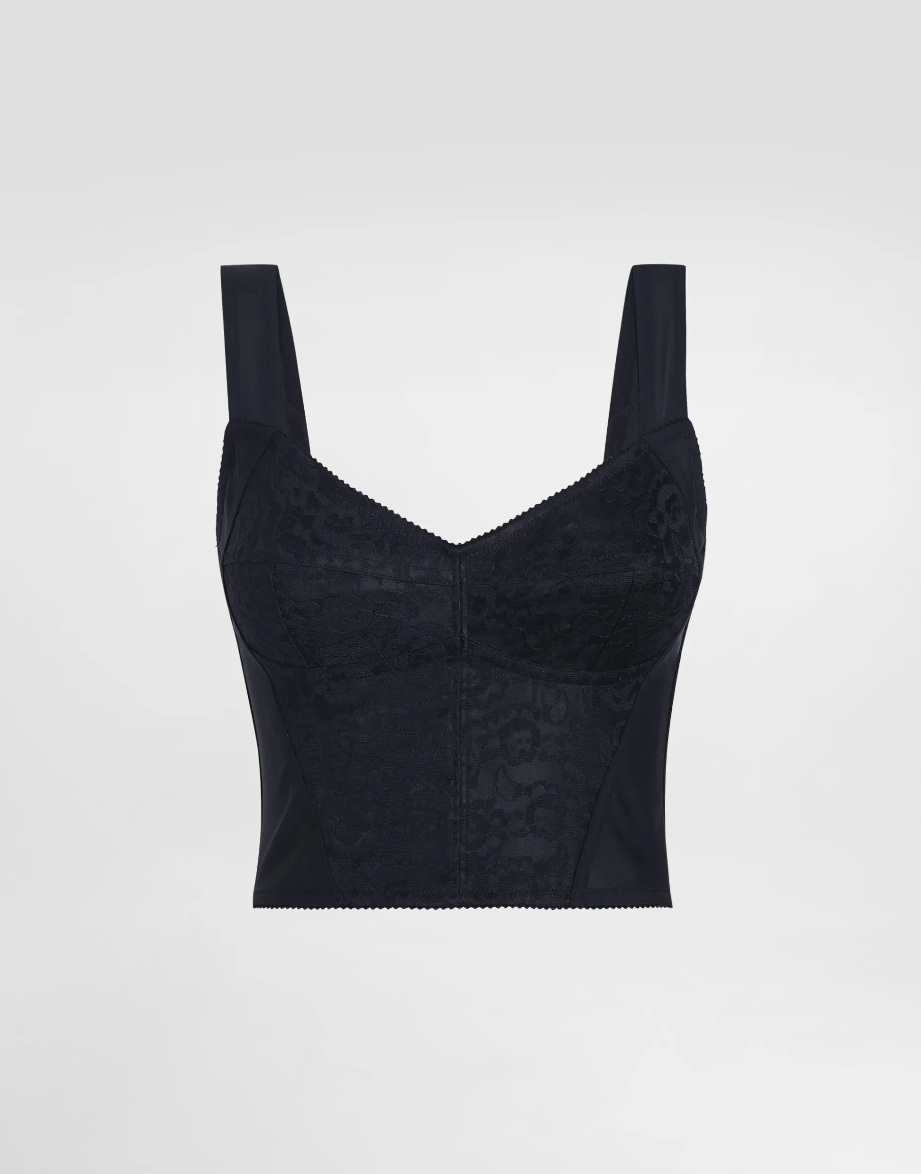 Shaper corset bustier top in jacquard and lace