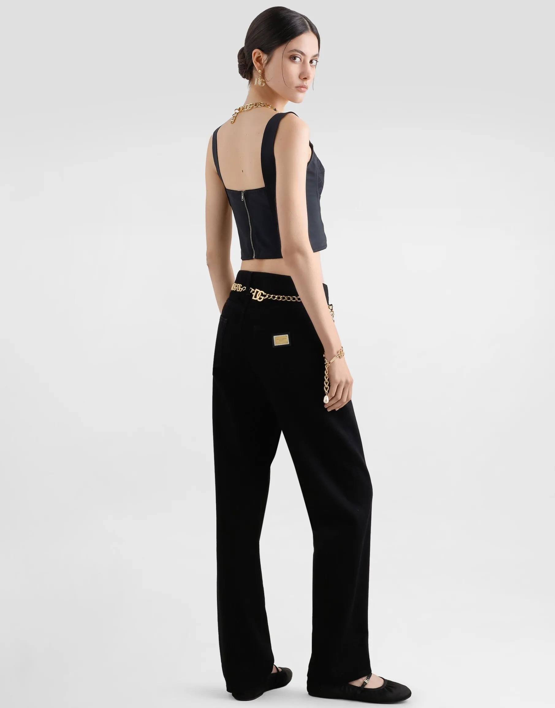 Shaper corset bustier top in jacquard and lace