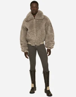 Shearling jacket with hood