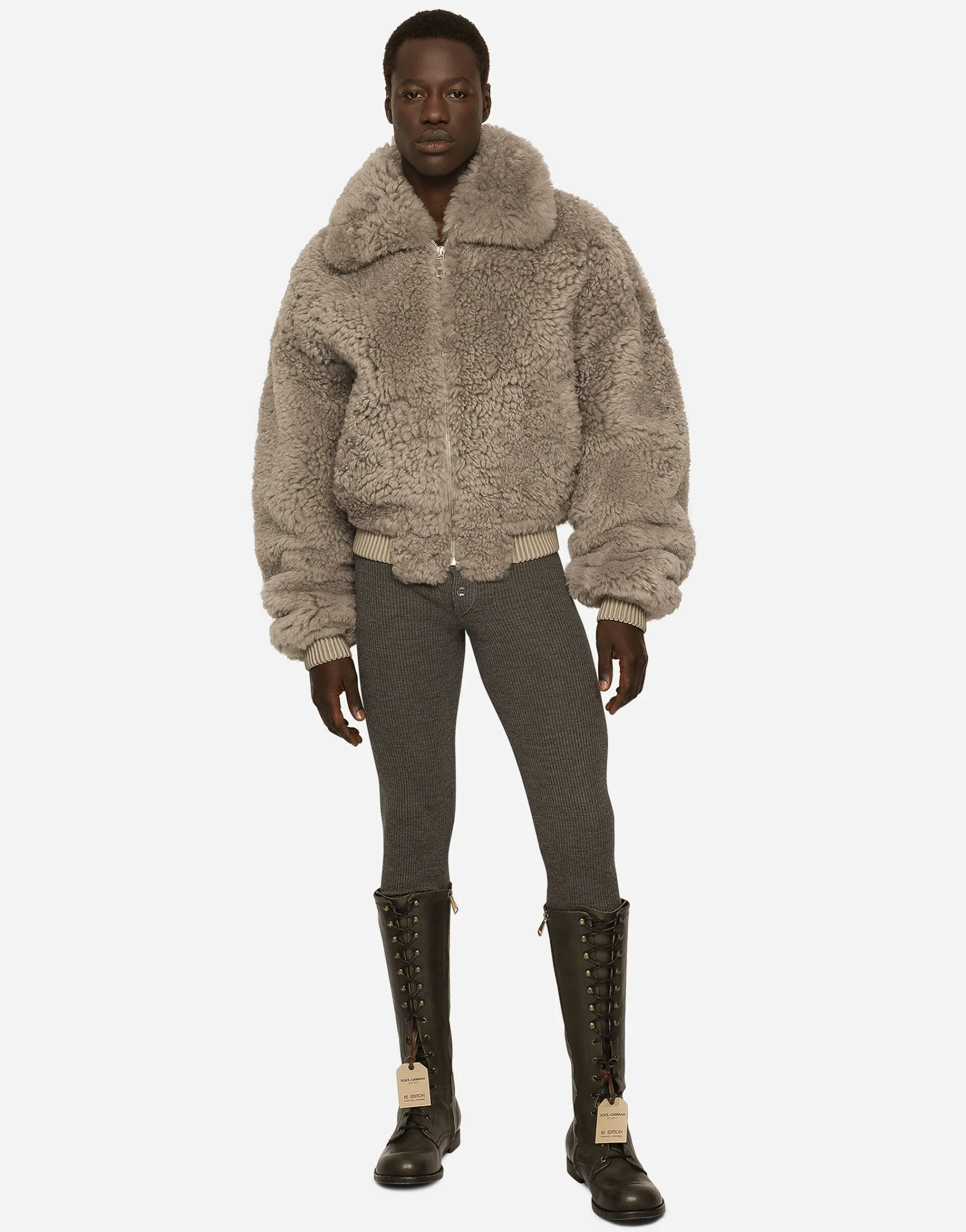 Shearling jacket with hood