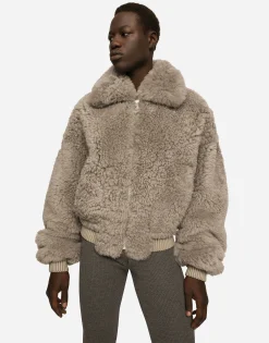 Shearling jacket with hood
