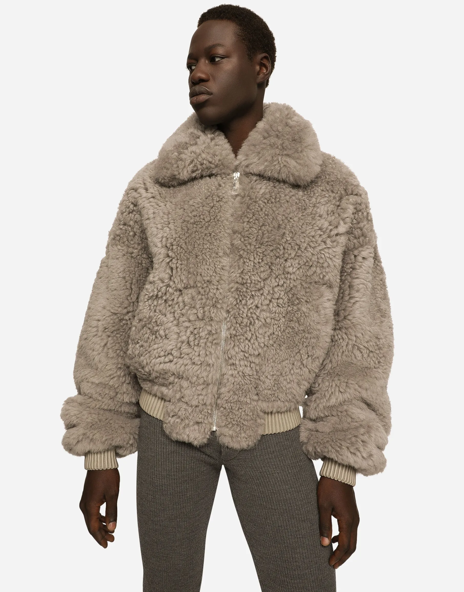 Shearling jacket with hood