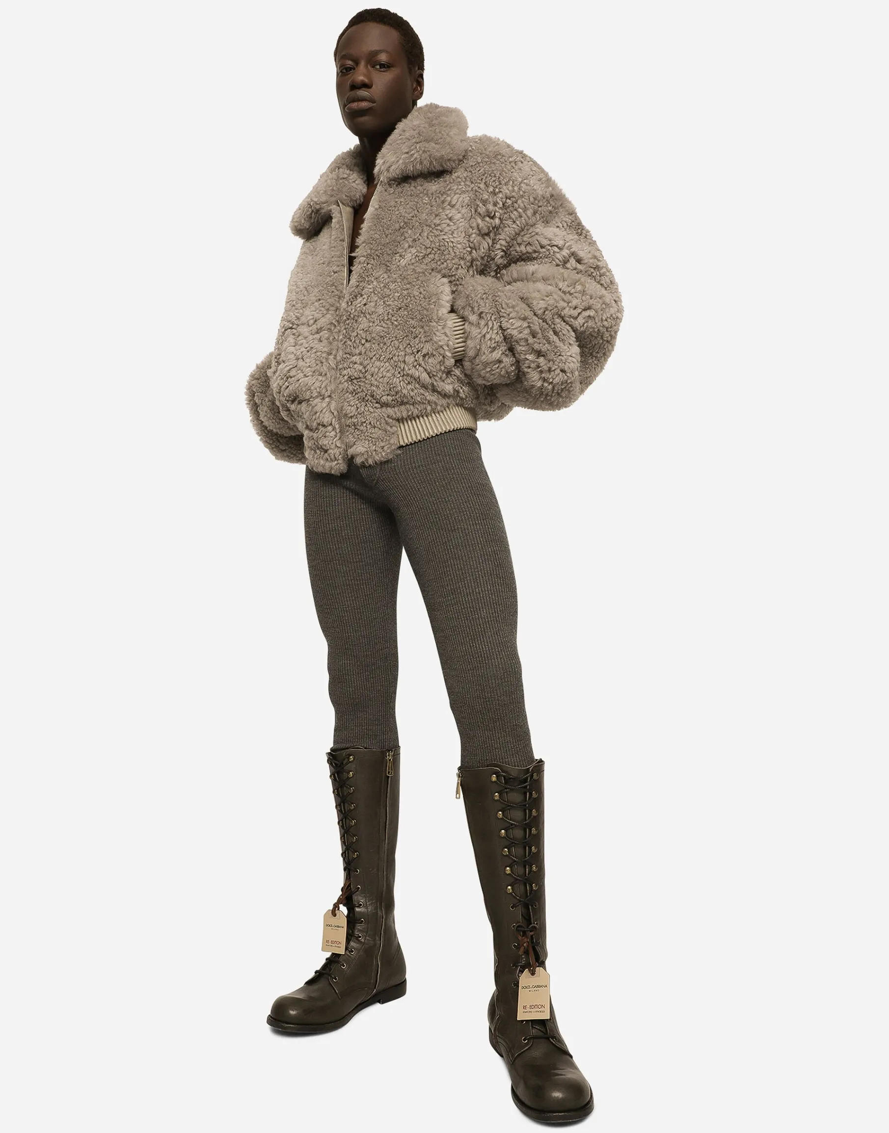 Shearling jacket with hood