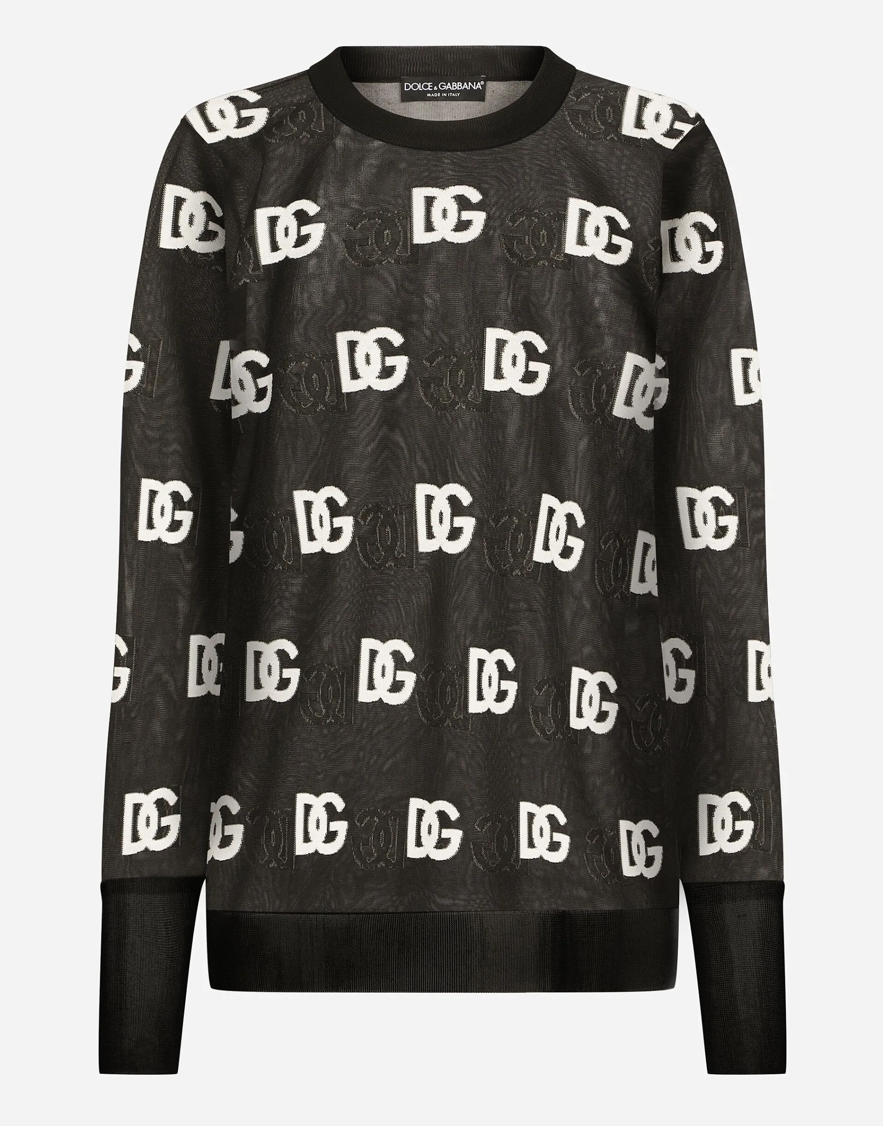 Sheer sweater with all-over DG logo