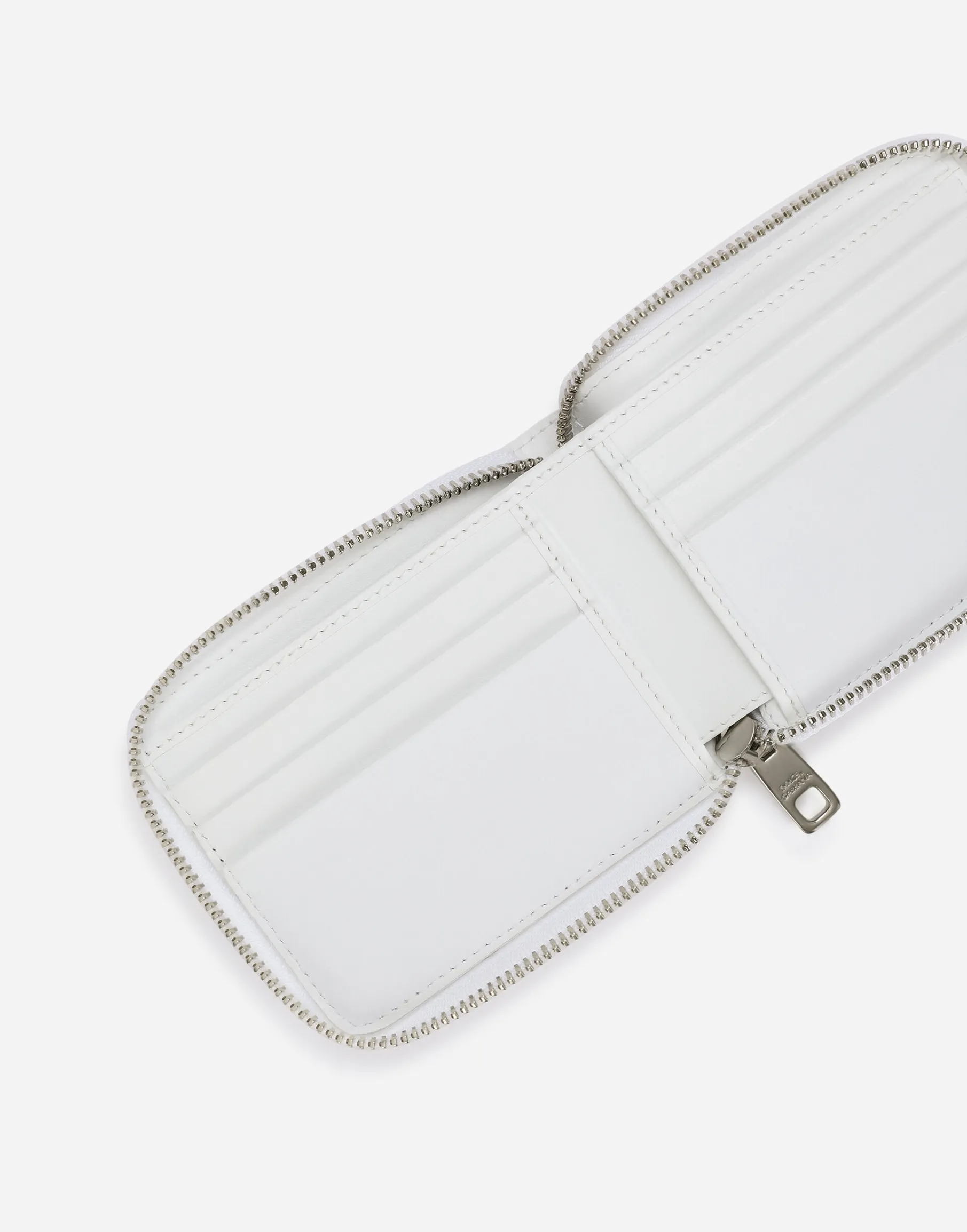 Shiny crocodile flank leather wallet with strap and heat-stamped logo