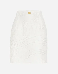 Short brocade skirt with DG logo