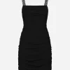 Short cady dress with draping
