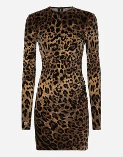 Short chenille jacquard dress with DG logo