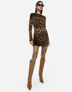 Short chenille jacquard dress with DG logo