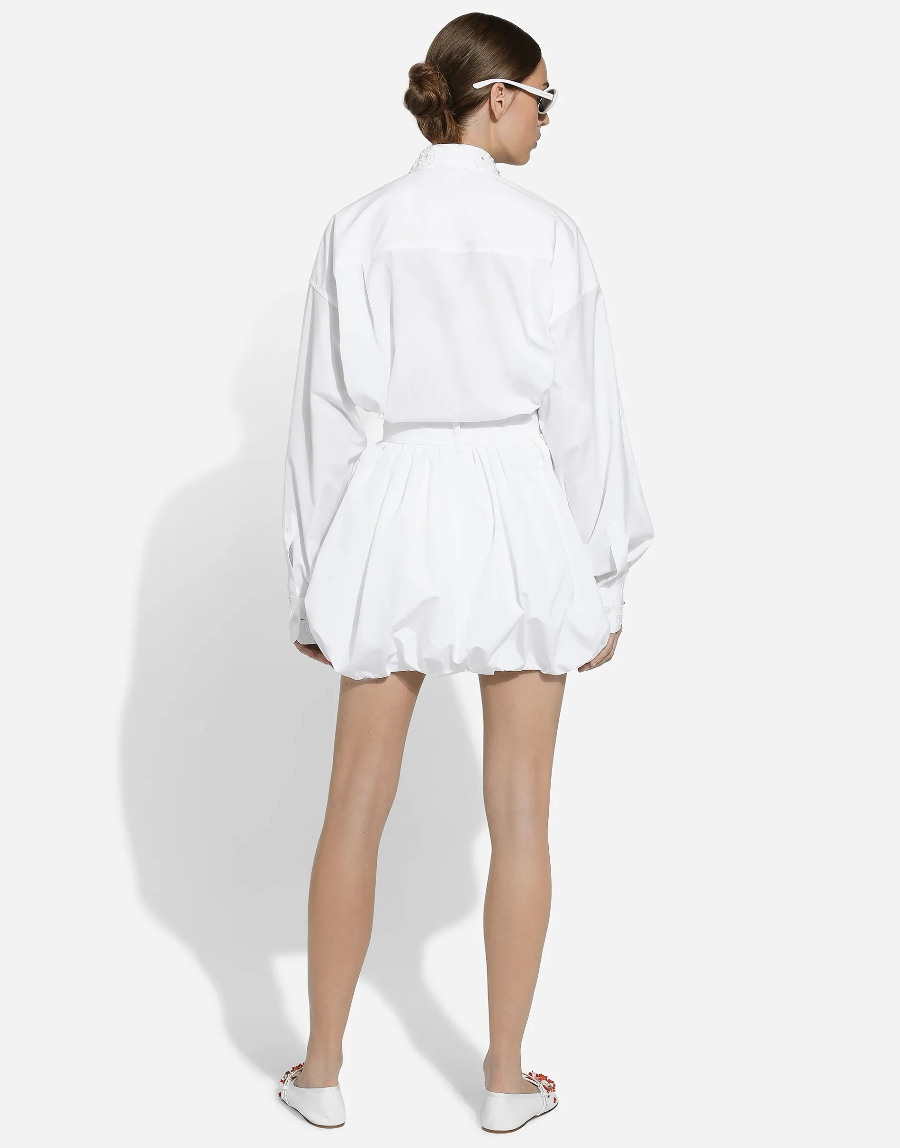 Short cotton balloon skirt