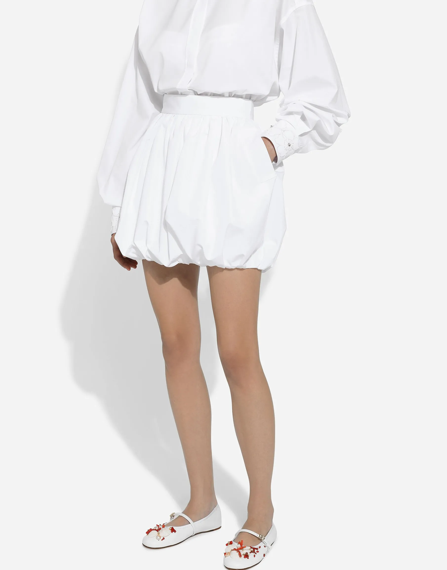 Short cotton balloon skirt