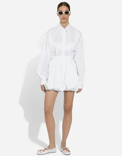 Short cotton balloon skirt