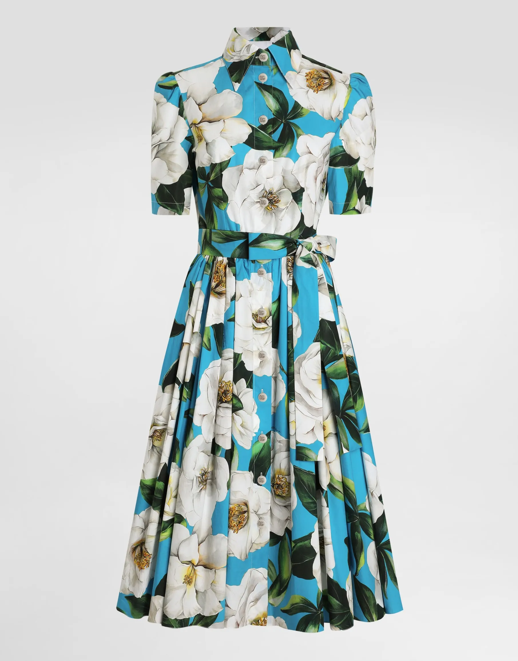 Short cotton corset dress with bouquet print