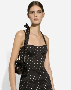 Short cotton corset dress with polka-dot print