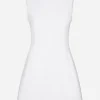 Short cotton raschel tweed dress