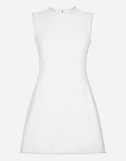 Short cotton raschel tweed dress