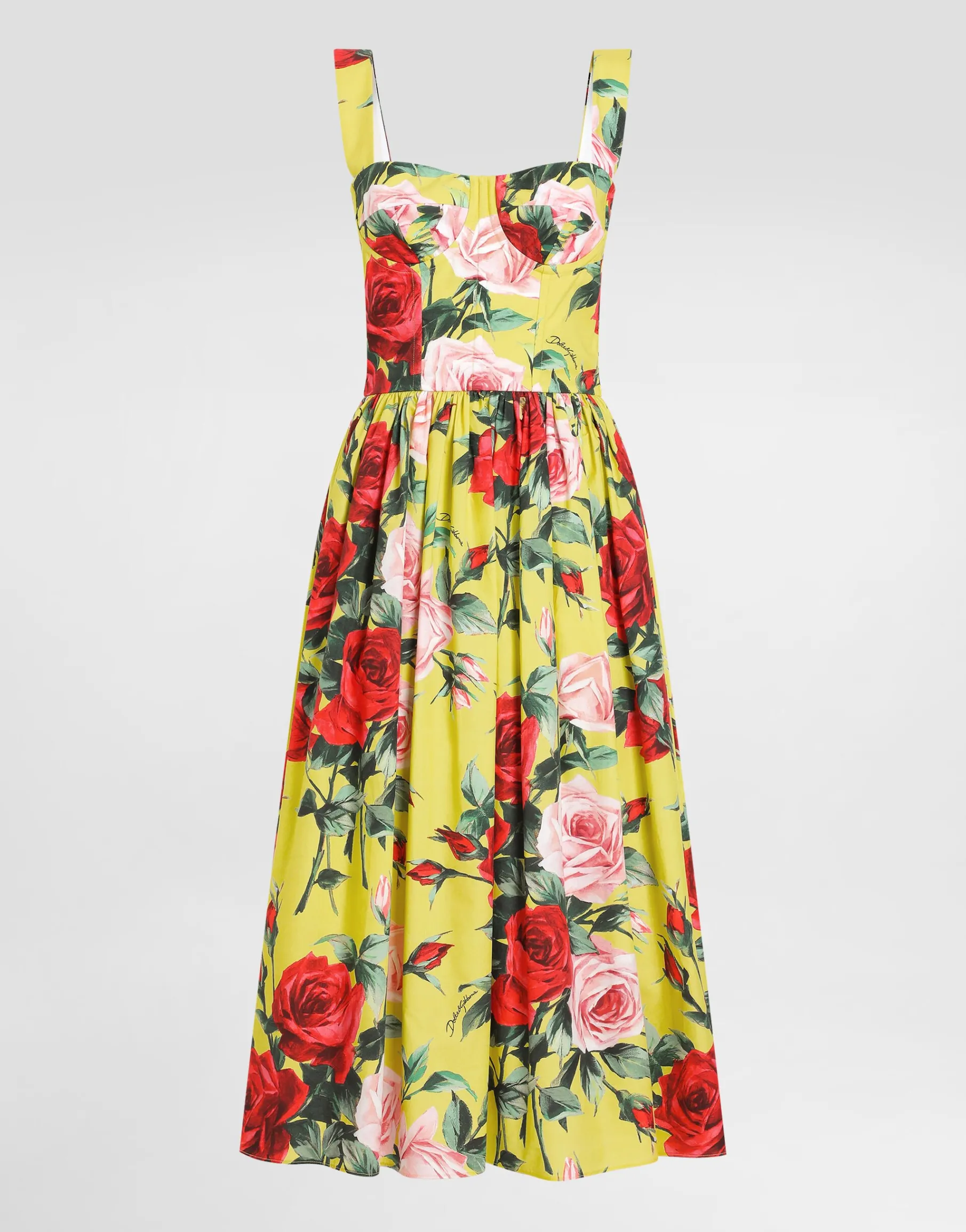 Short cotton sundress with gardenia print