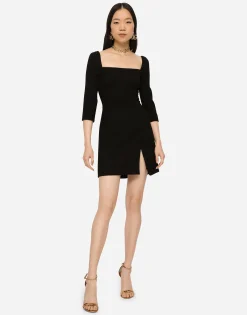 Short double crepe dress