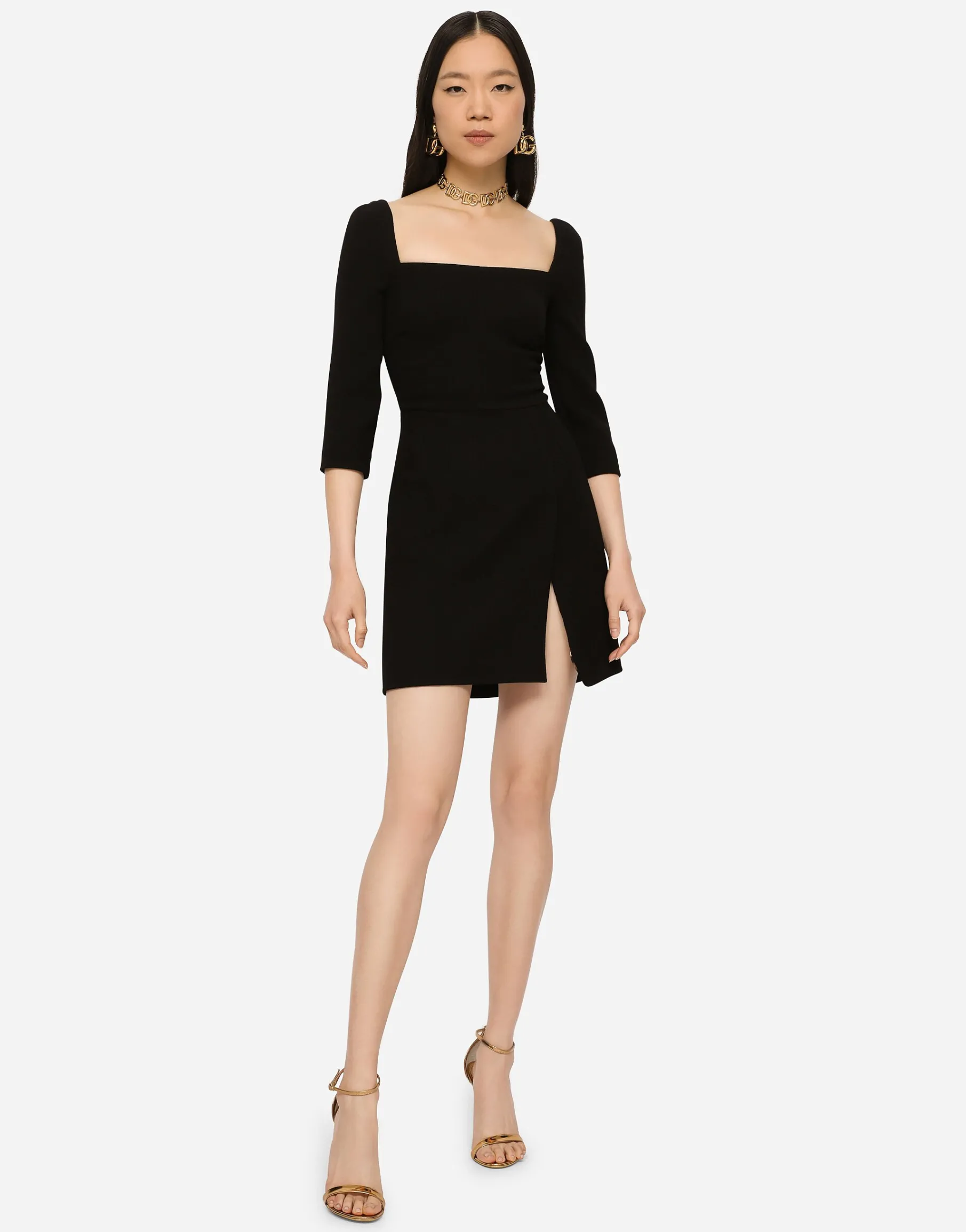 Short double crepe dress