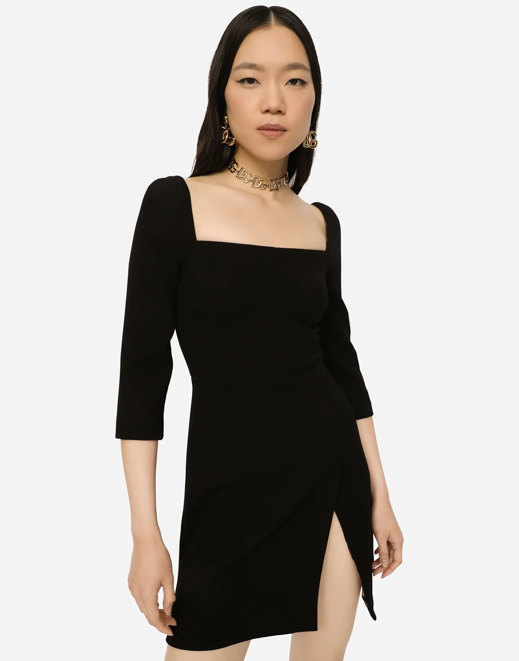 Short double crepe dress