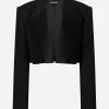 Short double wool tuxedo jacket