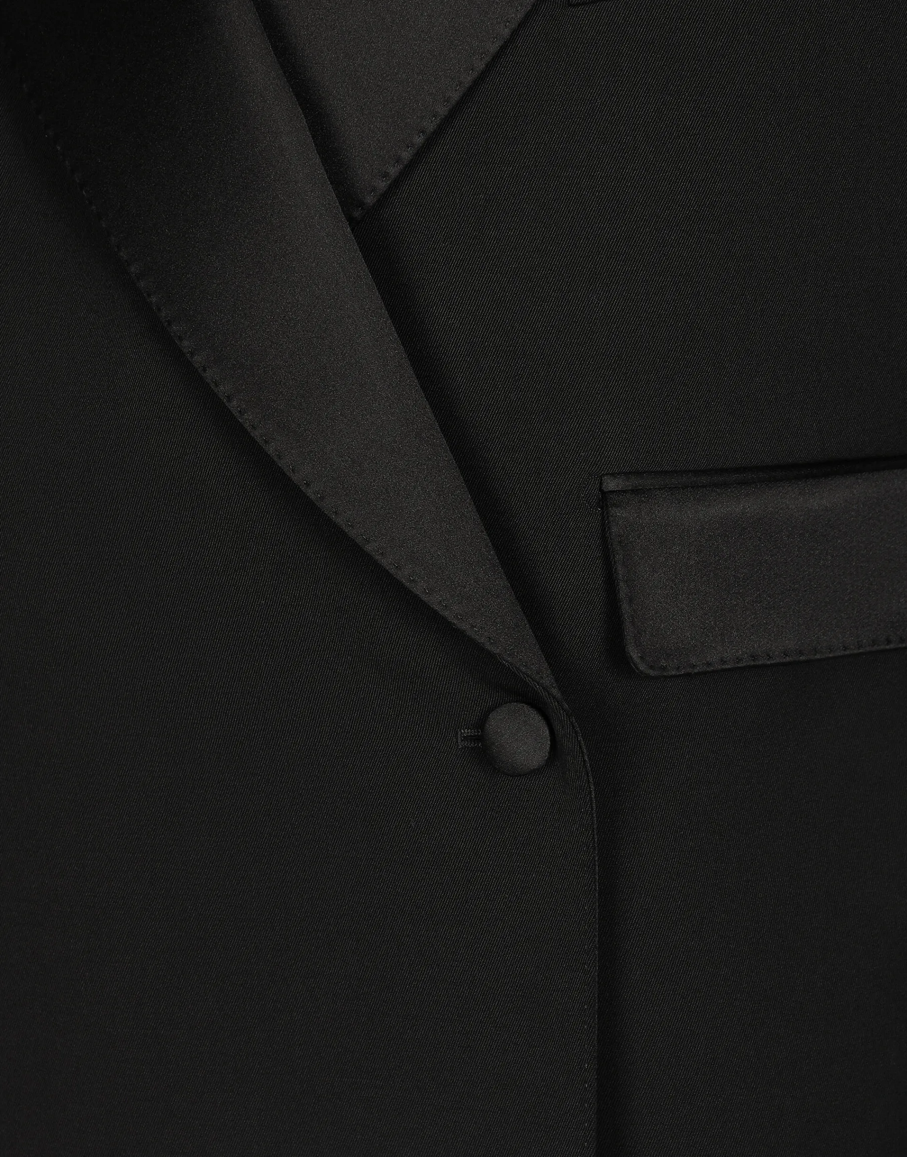 Short double-breasted wool gabardine tuxedo jacket