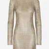 Short dress with all-over rhinestone embellishment on tulle