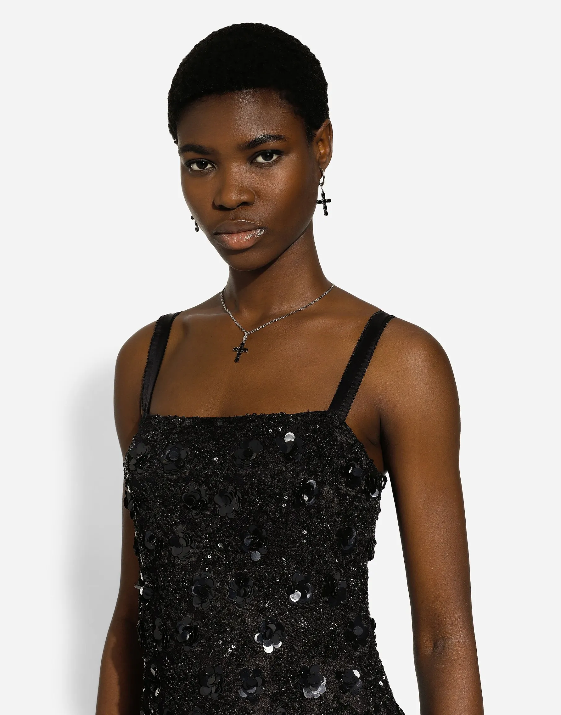 Short dress with sequin embellishment