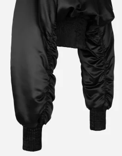 Short duchesse bomber jacket with draped sleeves