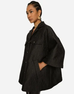Short floral jacquard cape