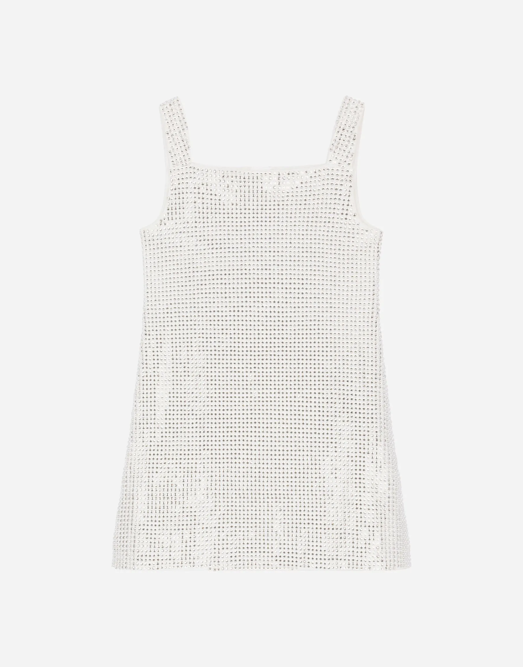 Short interlock dress with fusible rhinestones