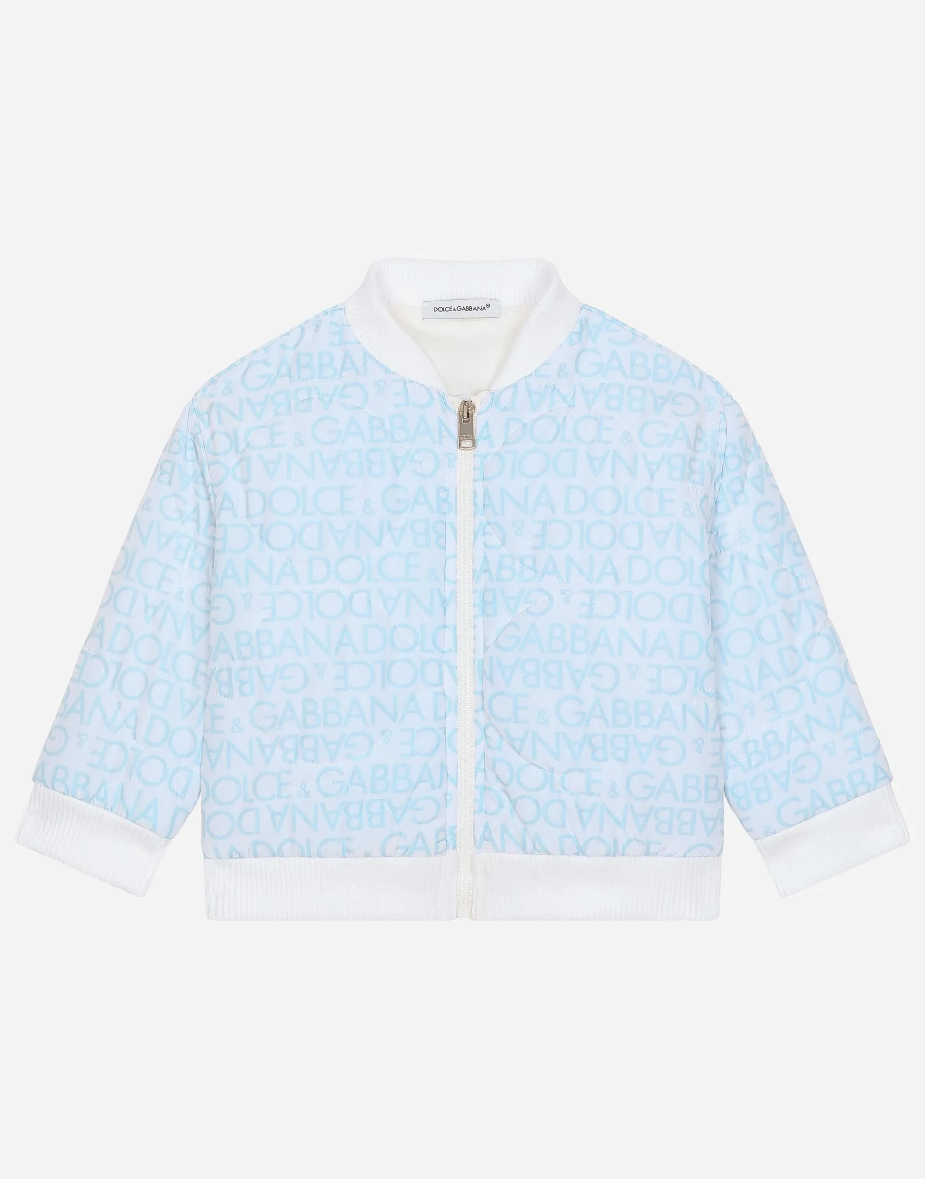 Short jacket with all-over logo print