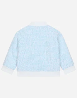 Short jacket with all-over logo print